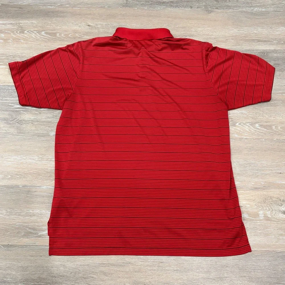 Adidas Mens Red Black Striped Short Sleeve Golf Polo Shirt XL
